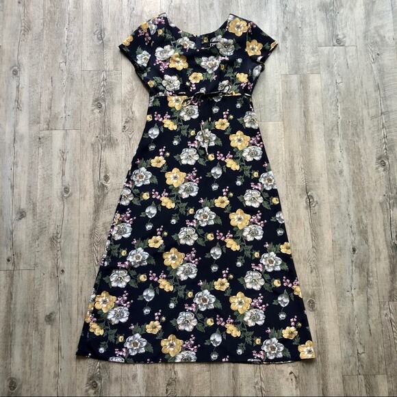 Vintage 90s Whimsy Goth Floral Dress - Picture 1 of 3